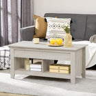 HOMCOM - Table basse relevable avec rangement caché et étagères ouvertes - chêne-Design rectangulaire adapté à tous les styles de décoration dans votre maison ou lieu de travail
