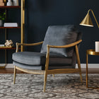 Modway - Langford Performance Velvet Fauteuil d’accent - Noyer bleu cadet-Tissu de velours Performance