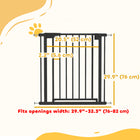 PawHut - Barrière pour bébé 30 po-32 po, barrière pour animaux avec fermeture automatique - noir-Mécanisme à double verrouillage pour bloquer les tout-petits et les animaux curieux 