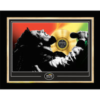 Marley Bob Looking Up With Gold LP - Impression encadree - 38" x 29"-Qualité supérieure - music memorabilia