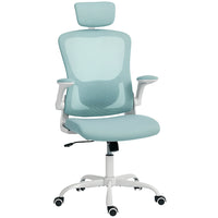 HOMCOM - Chaise de bureau ergonomique avec repose-tête - vert clair-Soutien ergonomique complet du corps, appui-tête rotatif et réglable, et soutien lombaire 4D pour s'adapter à votre morphologie 