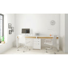 Nexera - Surface de travail réversible Chrono, Blanc et érable naturel-Niveleurs ajustables