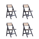 Manhattan Comfort - Lot de 4 chaises pliantes de salle à manger Pullman 46 cm style industriel chic, noir et cannage naturel-Moderne - Chaise de salle à manger pliante en rotin au style industriel chic, parfaite pour la salle à manger, lot de 4
