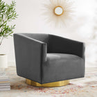 Modway - Twist Salon Accent Performance Velvet Chaise pivotante - Charbon de bois doré-Revêtement en velours de performance