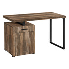 Monarch Specialties - 7765 Bureau 48 po L - Faux Bois Brun Orientation Gauche/ Droite-Bureau d'ordinateur moderne faux bois récupéré brun avec 1 tiroir, 1 armoire de rangement et dessus flottant