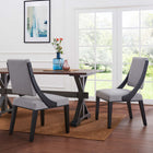 Modway - Cambridge Tissu rembourré Chaises de salle à manger Ensemble de 2 - Gris clair-Cadre en caoutchouc massif