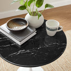 Modway - Lippa Rond de 20 po Faux marbre Table d’appoint - Blanc Noir-Tampon feutre non marquant