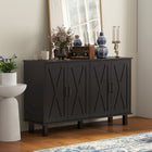 HOMCOM - Buffet de style ferme 47,2 po L avec 4 portes de grange - noir-Fabriqué à partir d'un cadre en MDF peint, facile à entretenir 