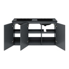 Modway - Bryn Évier double mural de 48" Vanette de salle de bain - Gris Noir-Trous de robinet centraux 8"