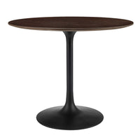 Modway - Lippa Rond de 36 po Bois Table à manger, Noyer cerisier noir-Table à manger moderne