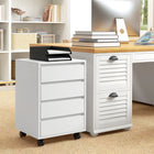 HOMCOM - Classeur à 4 tiroirs pour documents format lettre/A4 avec roulettes verrouillables - blanc-Quatre roulettes pour un déplacement facile, dont deux peuvent être verrouillées pour l'immobiliser 
