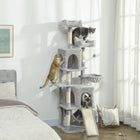 PawHut - Arbre à chat 70 po, tour à plusieurs niveaux avec 2 condos - gris clair-Deux lits supérieurs garnis de coton PP offrent une expérience de sommeil digne d'un nuage 