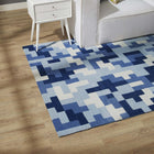 Modway - Andela Mosaïque de blocs imbriqués Tapis de 5 pi l x 8 pi L - Bleu clair et foncé multicolores-Protéger les planchers de la circulation ou des meubles