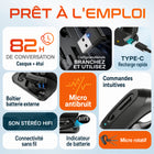 Delton - Casque d'oreillettes Bluetooth sans fil K130 avec réduction de bruit pour ordinateur, compatible MS Teams, noir-Le dongle USB à appairage automatique rend l'appairage avec n'importe quel ordinateur portable ou PC extrêmement simple