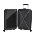 American Tourister - 23 po Rejoy Spinner Moyen - noir réel-Les poignées de transport supérieure et latérale rétractables restent près de la valise pour la protéger contre les dommages