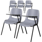 Flash Furniture - Chaise coquille ergonomique grise avec accoudoir-tablette rabattable pour gauchers-Ensemble de 5 chaises multi-usages à accoudoir-tablette