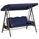 Outsunny - Balancelle de porche 3 places robuste avec auvent inclinable, bleu foncé-La balançoire d'extérieur autoportante et robuste peut accueillir confortablement 3 personnes pour une expérience de détente
