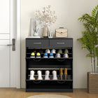 HOMCOM - Armoire à chaussures d’entrée avec 2 tiroirs rabattables pour 12 paires - noir-Couleur : Noir 