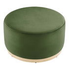 Modway - Tilden Grand Velours rond de performance de 29" Rembourré Ottoman - Moss Green Natural-Glissements au pied sans marquer