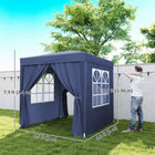 Outsunny - Tente auvent pliante 6.6 pi l x 6.6 pi L pour extérieur - jardin - patio - Bleu-Parois latérales avec attaches à crochets et boucles pour un assemblage et un retrait faciles, 2 avec grande fenêtre pour une visibilité maximale
