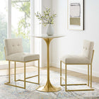 Modway - Privy Tissu rembourré Tabouret de comptoir - Beige doré - Ensemble de 2-Tissu polyester doux pour tissu