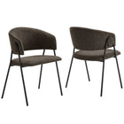 Modway - Nella Rembourré Chenille à bruyère Chaises de salle à manger Ensemble de 2 - Java Black-Ensemble de 2 chaises de salle à manger d’accent