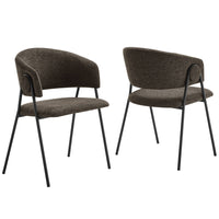 Modway - Nella Rembourré Chenille à bruyère Chaises de salle à manger Ensemble de 2 - Java Black-Ensemble de 2 chaises de salle à manger d’accent