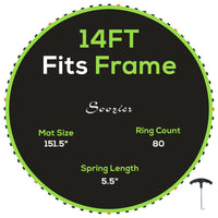 Soozier - Tapis de remplacement pour trampoline avec 8 rangées de couture, convient à un trampoline de 14 pi (ressort non inclus), vert-Convient à un trampoline rond de 14' avec 80 anneaux en V et des ressorts de 5,5 po (14 cm)