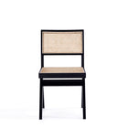 Manhattan Comfort - Lot de 2 chaises de salle à manger Hamlet 44,8 cm style industriel chic - noir et cannage naturel-Assise en canne naturelle