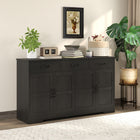 HOMCOM - Buffet 55,1 po L avec rangement - noir-Comprend un kit anti-basculement pour plus de sécurité et de stabilité 