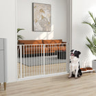 PawHut - 30"- 57" Barrière Extra Large pour Chien avec Système de Verrouillage Double - Blanc-La porte s’ouvre dans les deux sens
