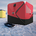 Outsunny - Tente De Pêche Sur Glace Isolée Avec Portes Surdimensionnées Pour 3-4 Personnes-Tente de pêche sur glace pop-up avec sac de transport, installation facile et portabilité assurée 
