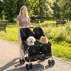 PawHut - Poussette double pour animaux, poussette pliable pour chien avec porte-bébé 2 places-Les cabines séparées offrent un espace individuel à chaque animal pendant le voyage 
