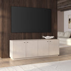 Hudson&Canal - Meuble TV rectangulaire Lillian pour téléviseurs jusqu'à 75 pouces, couleur aulne blanc-Nettoyer avec un chiffon doux et sec, sans produits chimiques agressifs ni produits de nettoyage abrasifs