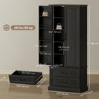 HOMCOM - Armoire de cuisine garde-manger 72 po avec éclairage LED et étagères de porte - noir-Le design classique de ferme avec des détails élégants rehausse l’attrait esthétique de votre maison 