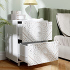 HOMCOM - Table de nuit, style mi-siècle pour chambre à coucher - blanc-Pieds surélevés avec patins de protection