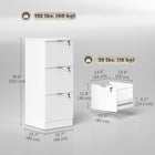 HOMCOM - Classeur vertical à 3 tiroirs cannelés pour documents Letter/A4 avec serrure - blanc-Kits anti-basculement pour garantir stabilité et sécurité 
