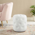 Modway - Amour Ronde à boutons touffés Imitation cuir Ottoman - Blanc-Rembourrage en mousse dense