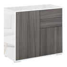 HOMCOM - Buffet latéral haute brillance 31,1 po L avec 2 tiroirs - gris et blanc-Idéal pour ranger la vaisselle, les verres, les tasses, les livres, et plus encore 