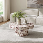 Modway - Alora Intérieur - Terrasse extérieure Rond de béton Table basse - Marbre rouge-Finition en fausse pierre