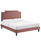 Modway - Liva Performance Velvet Lit King, Rose poussiéreuse-Velours de performance résistant aux taches