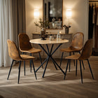 Homy Casa - Chaises d'accueil 4 places, tissu rembourré brun-Parfait pour les tables de 30" à 36" : Idéal pour cuisines, appartements et bureaux.