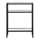 Hudson&Canal - Console Sivil 22" de largeur - Bronze noirci-Le plateau de la table et les étagères sont en verre trempé durable