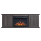 Manhattan Comfort - Ensemble de 2 cheminées modernes Franklin 60 po - Noir et brun-Cheminée électrique de style grange traditionnelle pour usage intérieur dans le salon