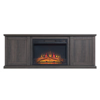 Manhattan Comfort - Ensemble de 2 cheminées modernes Franklin 60 po - Noir et brun-Cheminée électrique de style grange traditionnelle pour usage intérieur dans le salon