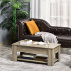 HOMCOM - Table basse relevable avec compartiment de rangement caché et étagère - gris-Design rectangulaire s’adaptant à tout style de décoration de votre maison