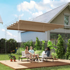 Outsunny - Toile de remplacement rétractable pour pergola 8,2 pi L x 8,4 pi l pour cadre 10 pi L x 10 pi l (couvre uniquement le dessus), beige-Cette housse de pergola possède des poches uniquement pour six barres