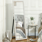 HOMCOM - Miroir pleine longueur sur pied ou à poser - 21 po l x 64 po H - blanc-Cadre en tissu velours qui améliore l'esthétique de la pièce 