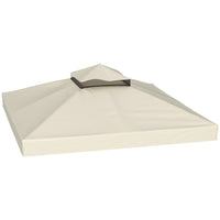 Outsunny - Housse de rechange pour toit de gazebo 10 pi L x 10 pi l avec trous de drainage, 370g/㎡, UPF30+, COUVERTURE SUPÉRIEURE SEULEMENT, crème-Convient UNIQUEMENT aux tonnelles de 10' x 10' (3 x 3 m), Outsunny 100110-076, série 01-0153. Veuillez regarder attentivement l'image des dimensions du produit et mesurer la structure de votre tonnelle pour garantir un bon ajustement