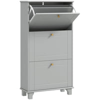 HOMCOM - Armoire à chaussures moderne avec 3 tiroirs basculants pour 12 paires - gris-Style moderne, finition couleur unie et poignées dorées pour un attrait esthétique accru 